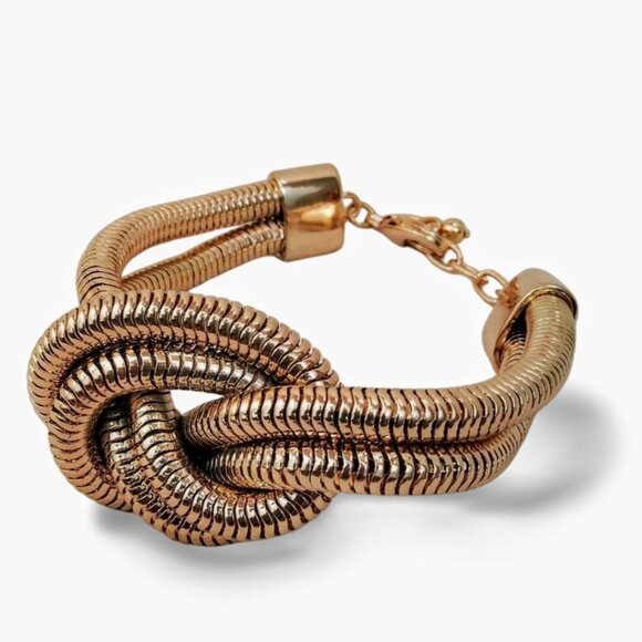 Chic Retro Gold Tone Double Snake Chain Gas Pipe Coil 8" Bracelet JW1545 - Picture 2 of 5